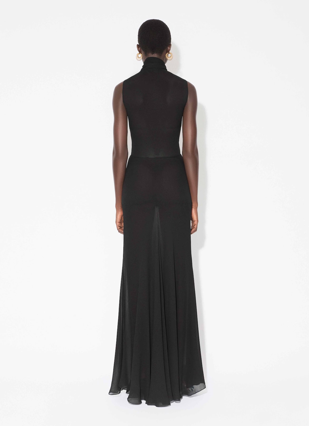 LIGHT GEORGETTE BOW DRESS ALAÏA BLACK LIGHT GEORGETTE BOW DRESS